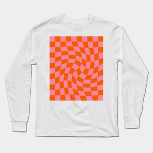 Twirl Checkerboard pink pattern Long Sleeve T-Shirt